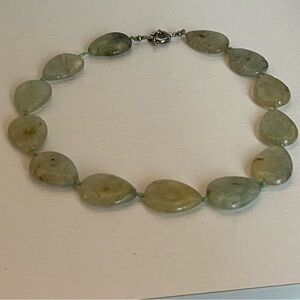 Light Green Natural Stone Leaf Statement Necklace